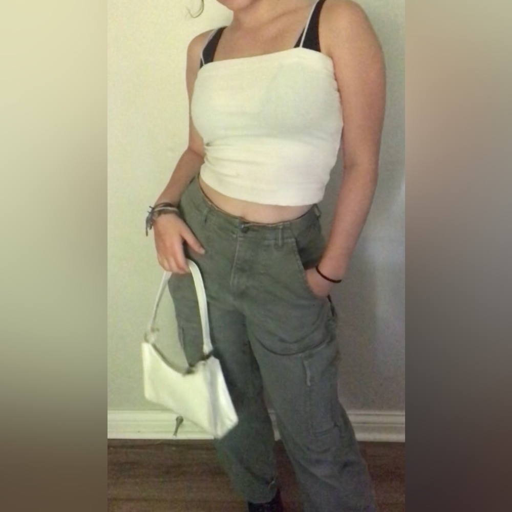 Hollister ‘Ultra High-Ride’ cargo pants small forest green